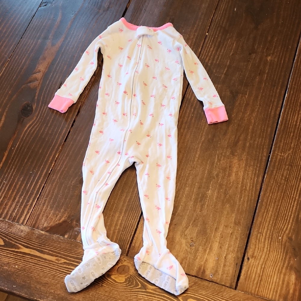 Carter's White and Pink Flamingo Footie Pajama